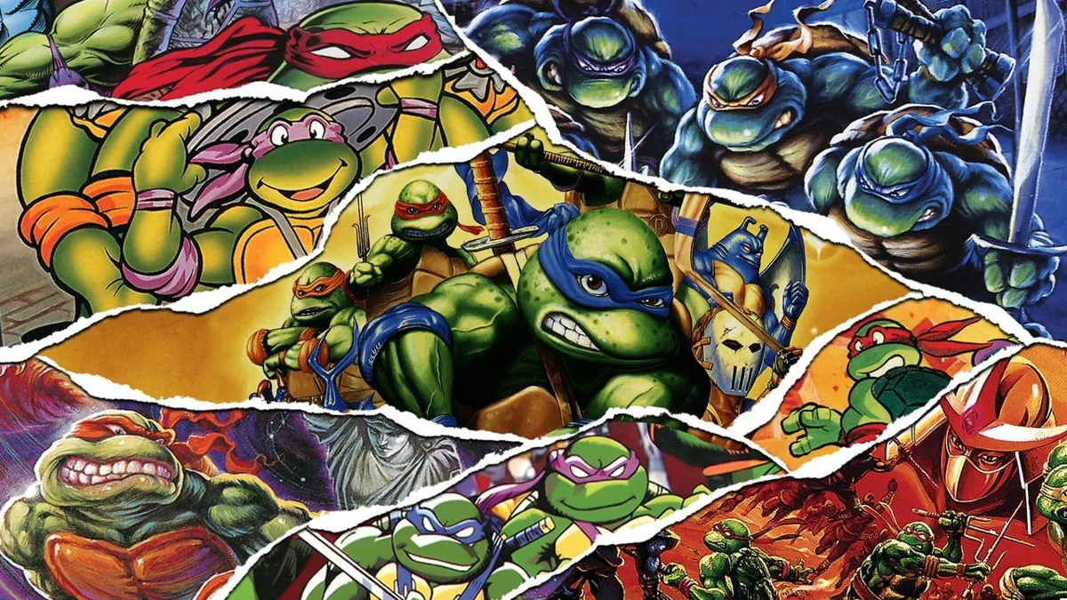 Collage oficial de videojuegos clásicos de TMNT en The Cowabunga Collection
