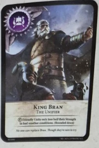 Ejemplo de líder: King Bran. Su habilidad se consulta en la propia carta.