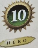 Los héroes se reconocen por el valor de fuerza con borde de puntas y la palabra Hero.