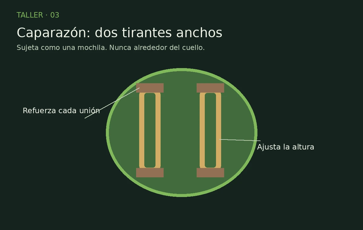 Tirantes anchos y puntos de unión reforzados