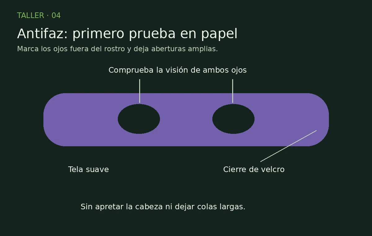 Plantilla de antifaz con aberturas amplias