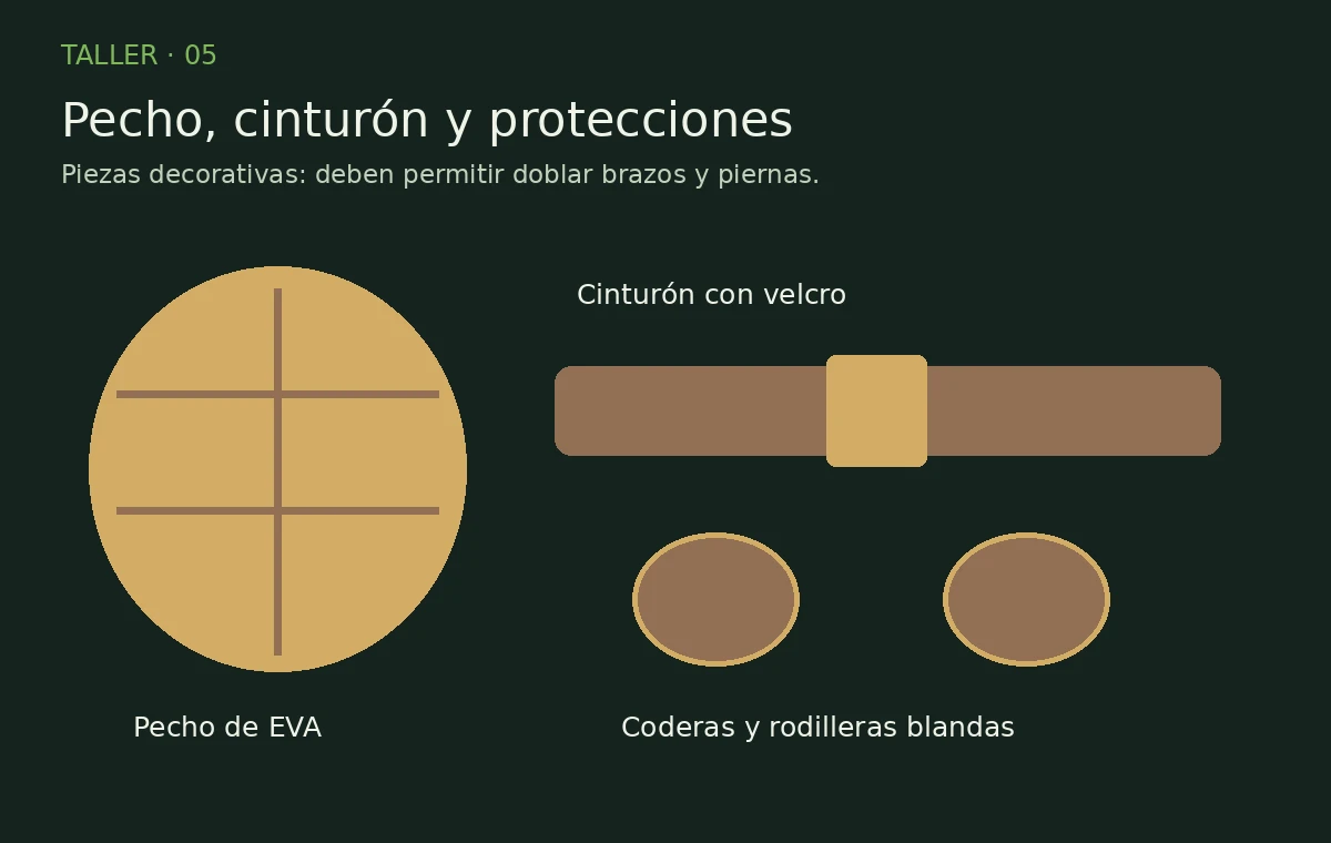 Pecho, cinturón y protecciones de EVA