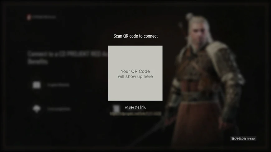 Pantalla oficial de acceso a CD PROJEKT RED Account mediante código QR